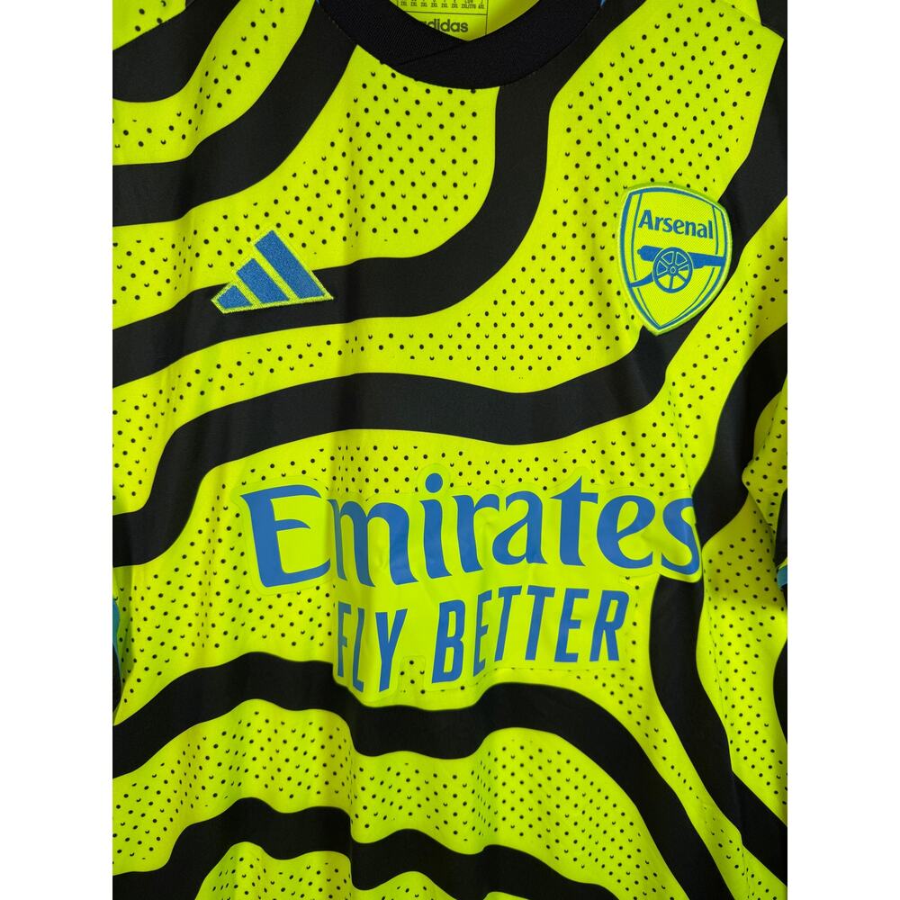 Adidas Arsenal 23/24 Away Slim Fit Football Jersey Mens 2XL Yellow Black - Picture 2 of 9